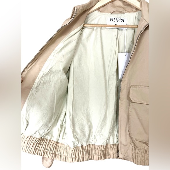NWT Filippa K Cotton Zip Jacket Beige Minimalist Neutral Utility EU 34 US 2 - Picture 6 of 9